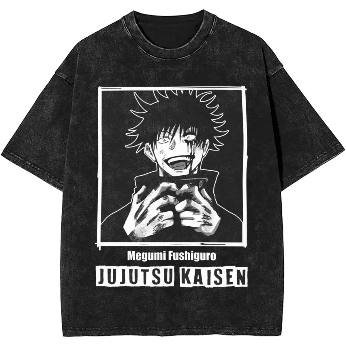 Men Women's T Shirt Japanese Anime Horror Print Washed T Shirts Harajuku Summer Tee Shirt Aesthetic Cotton Tops New Arrival