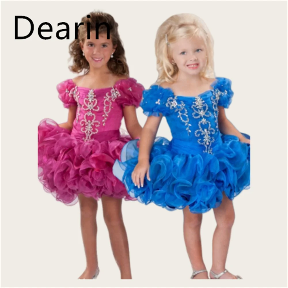 

Flower Girl Dress Dearin Strapless A-line Knee Length Skirts Draped Tulle Flower Girl Dresses