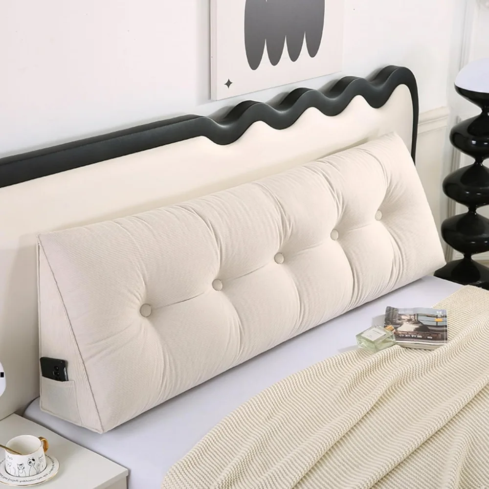 

Husband headboard Pillow Large Back Rest Support Reading Pillows for Sitting in Bed for Adults Triangle Velvet Wedge Pillow