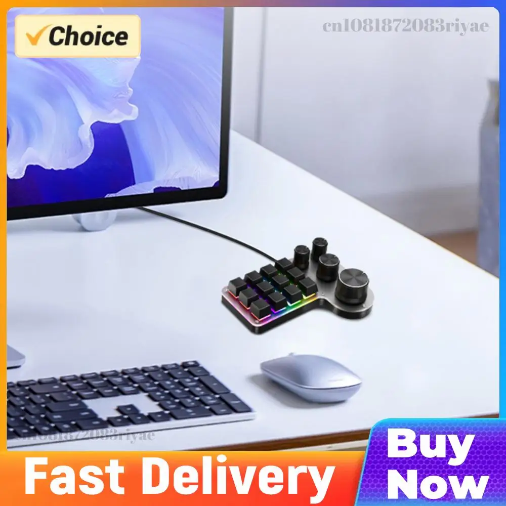 12 Keys 4 Knobs Programming Macro  Keyboard Hot-swap USB Wired/Bluetooth-Compatible Programming Macro Keypad for Photoshop
