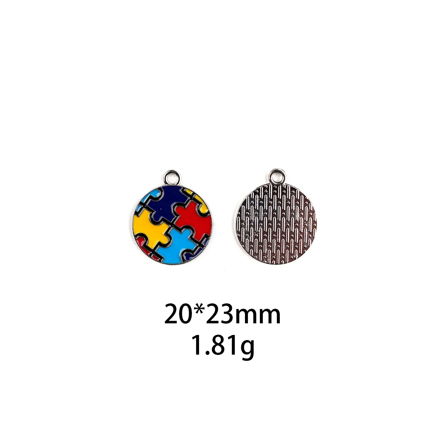 10pcs Autism Pattern Cross Earth Red Ribbon Heart Puzzle DIY Metal Enamel Charms Pendants for Bracelet Earrings Jewelry Making