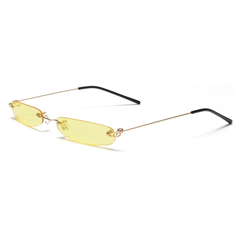 Outdoor Retro Mirror Oculos De Sol Gafas Funny Rimless Mini Style Sunglasses for Male Female Small Oval Metal Legs Party Eyewear