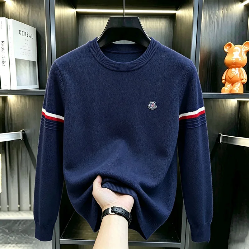 New autumn and winter, exquisite high-end, men's knitted wool sweater wrinkle resistant, long sleeved top casual men's clothing