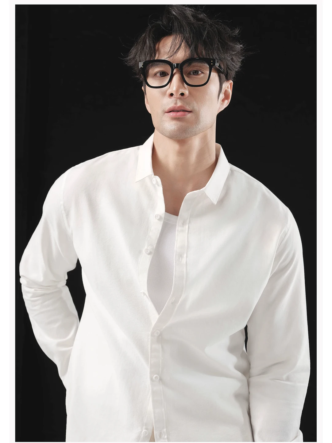 

American Style Men's Cotton Linen Crepe Shirt Thin Breathable Slim Fit Sun Protection Long Sleeve Casual Workwear Shirt Trendy