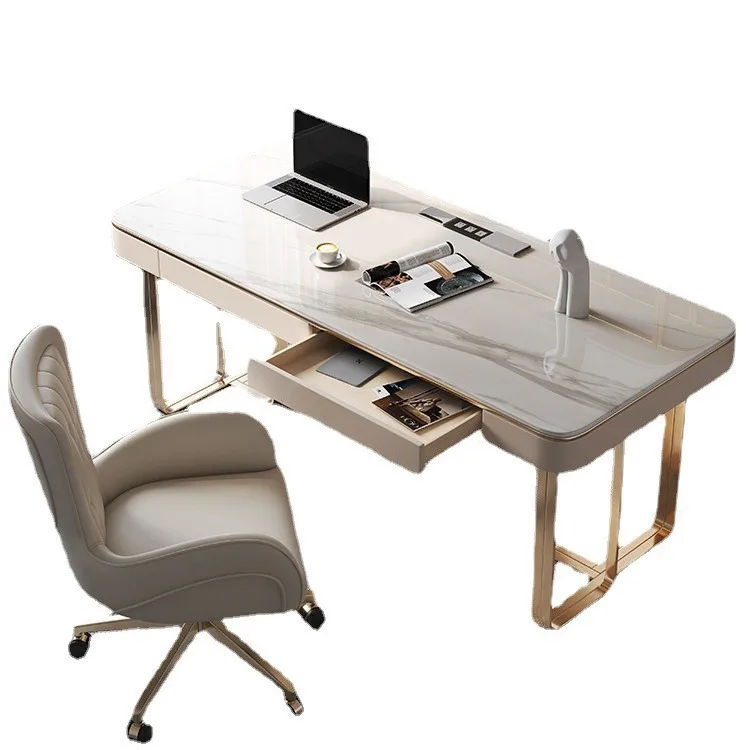 Cross-border Italian light luxury rock slab desk simple home designer study computer desk writing desk study