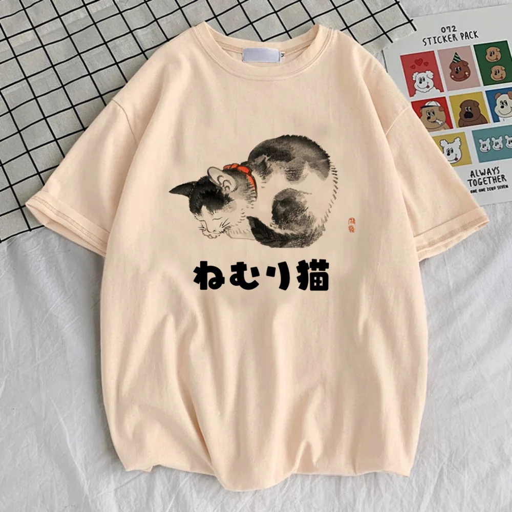 Japanese Grunge Cat tshirt harajuku  Grunge Psychedelic Vintage anime tshirt Pastel korean clothes streetwear 2000s Retro women