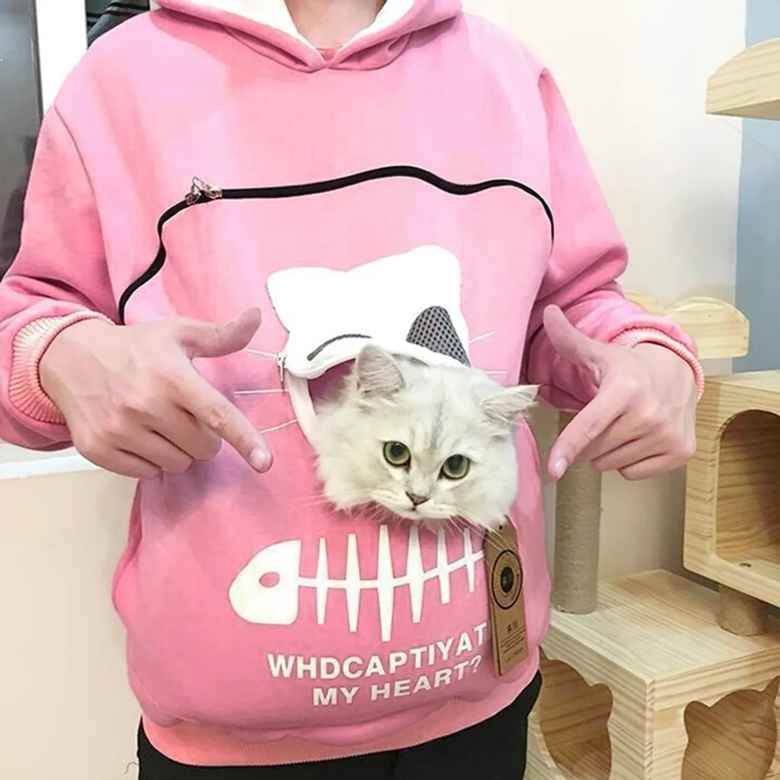 Sudadera con capucha para amantes de los gatos, jerséis de pata de perro canguro, sudadera con bolsillo para orejas de animales, envío directo