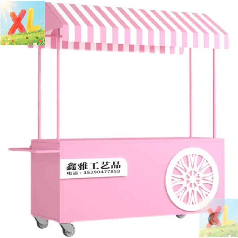 

Mobile wrought iron outdoor float night market cart display cart square market stall car Internet celebrity promotional car