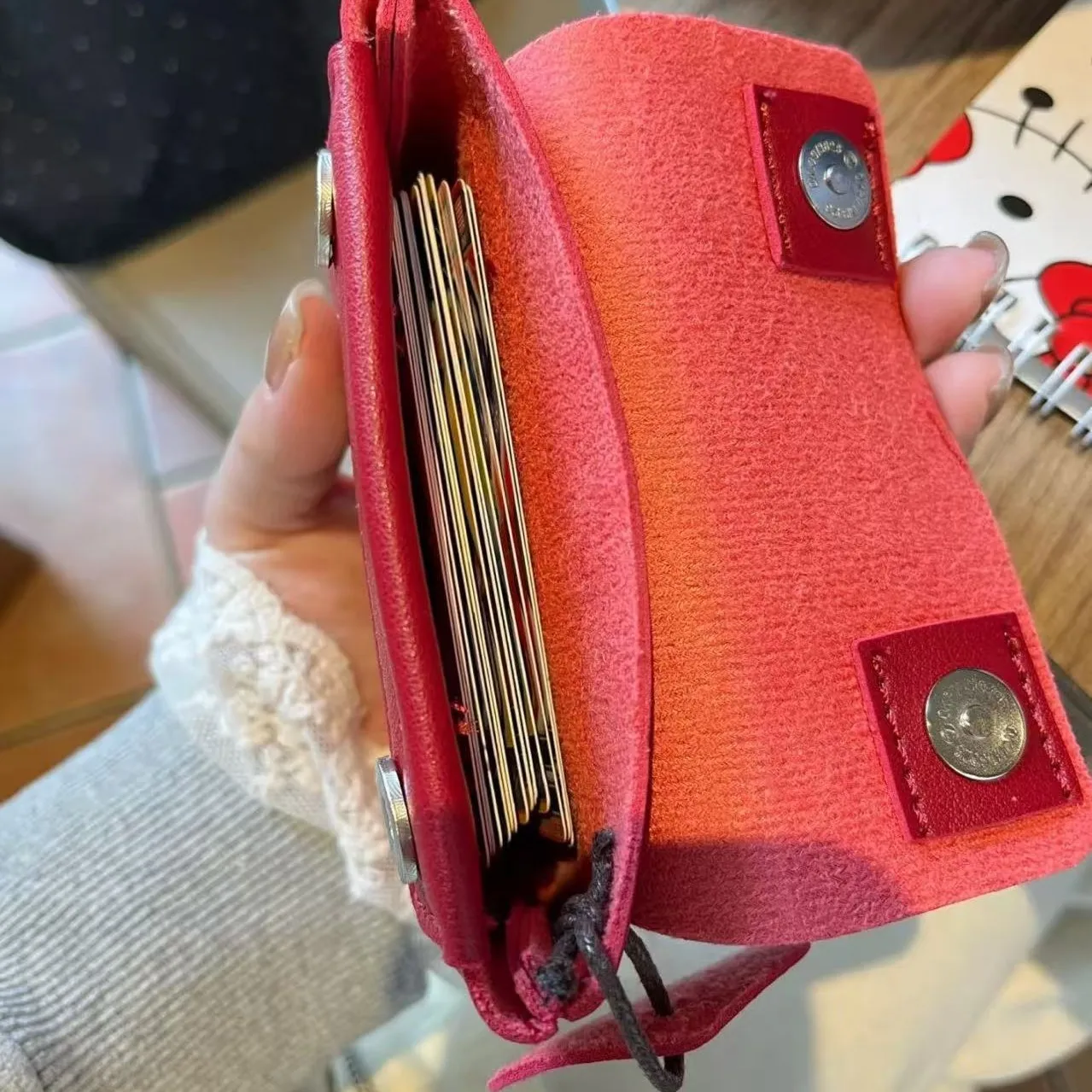 Cute Hello Kitty Red Leather Coin Purse Storage Bag Girly Heart Kt Portable Headphone ID Bag Portable Card Case Holder Organizer view 3