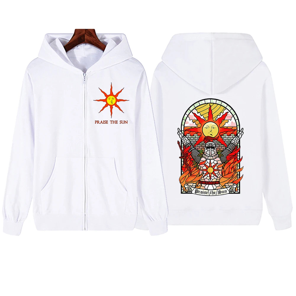 Dark Souls Praise The Sun  Zipper Hoodie  Harajuku Pullover Tops Sweatshirt Streetwear