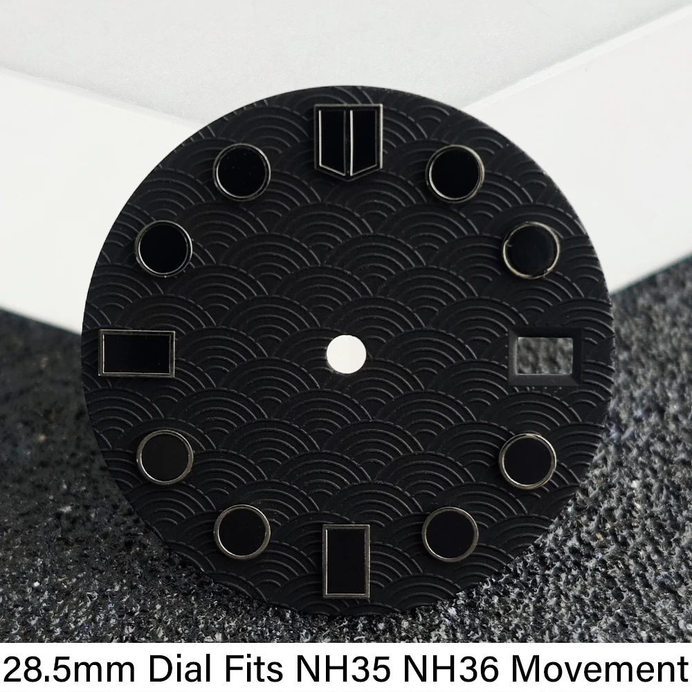 28.5mm Single Calendar Dial Fish Scale Pattern Luminous Watch Dial Fits NH35/NH36 Movement Watch Replacement Parts NH35 Dial