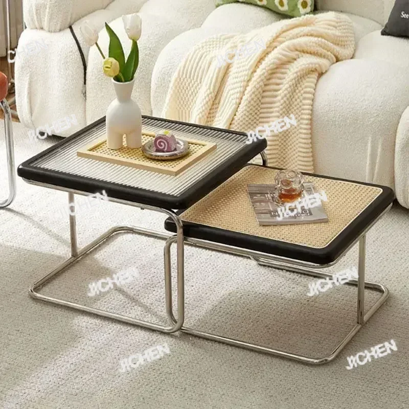 ZQT Nesting Coffee Table Set Of 2 Round Coffee Table With Adjustable Industrial End Table Side Tables For Living Room Balcony Ya