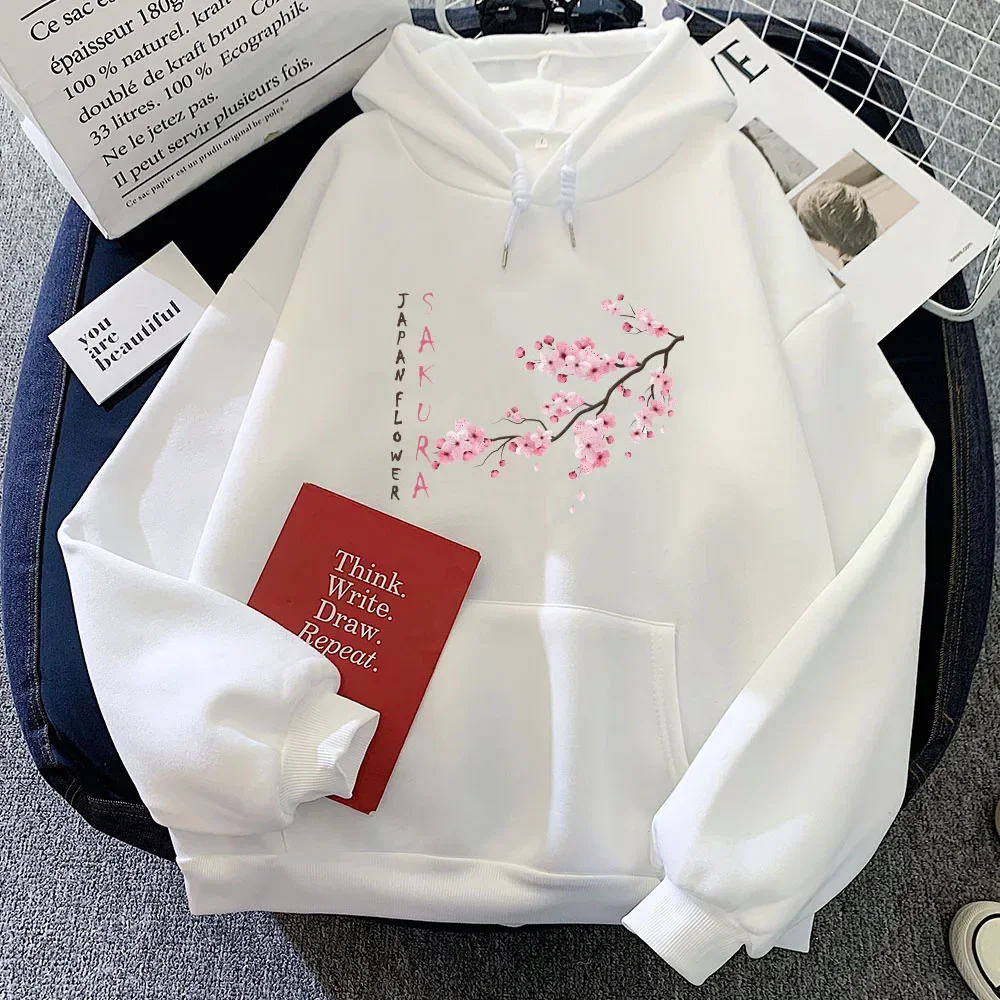 2023 blüte Sakura Druck Hoodies Weibliche Casual Hülse Sweatshirt mit Tasche Frauen Winter Pullover Herbst Winter Hoodie