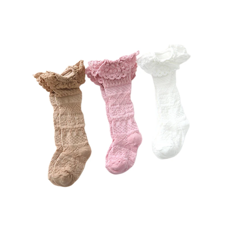 

Fashion Lace Cotton Dailywear Children Girls 0-6 Years Kids Girls Lace Knee Socks Breathable Princess Dress Socks