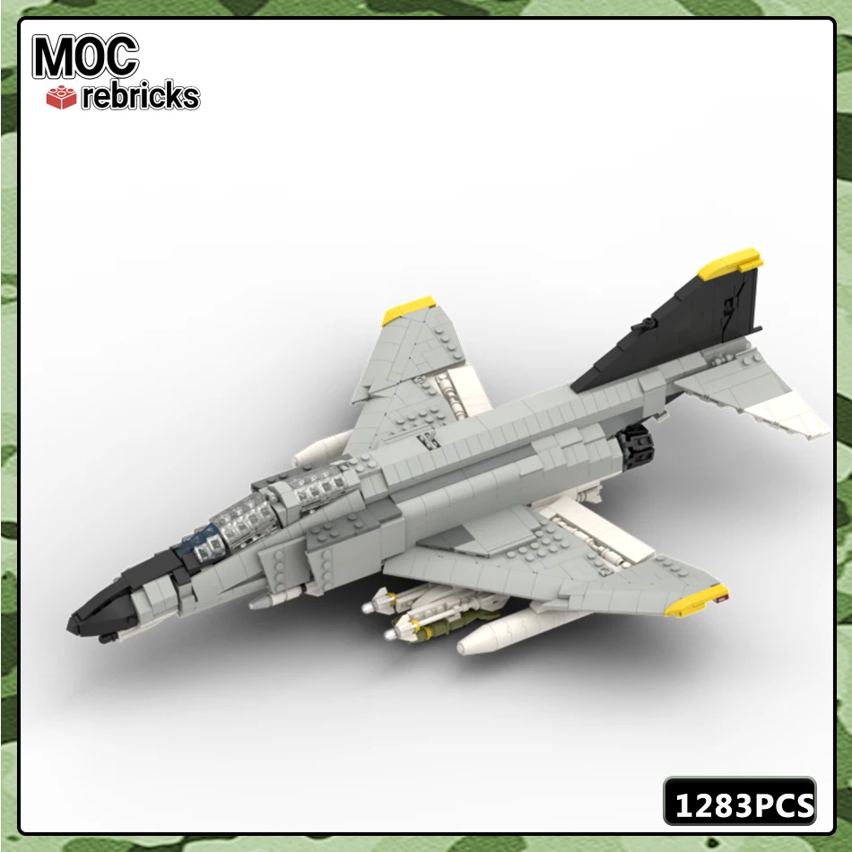 MOC Military Series WW2 F-4J Phantom II Fighter Exquisite Details Building Block Model DIY Children's Toys Hobbies Holiday Gifts