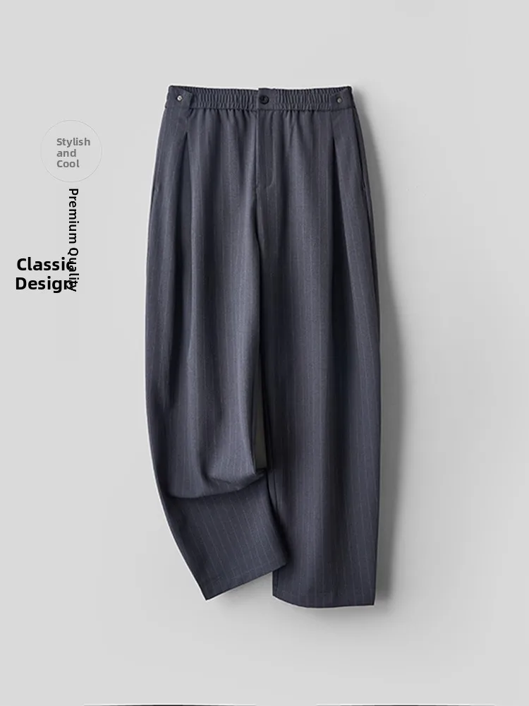 

Casual Striped Men's Pants Straight Leg Loose Fit Commute Fashionable A-Line Shape Premium Feel Autumn Polyester Blend