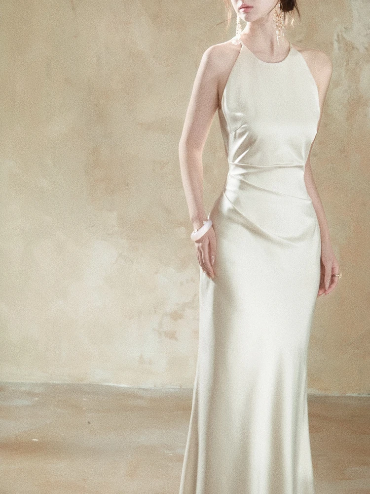 Vestido envolvente elegante para mujer con pliegues, diseño adelgazante de cintura alta, longitud de verano, silueta acampanada, no Sve, ceñido al cuerpo Dr