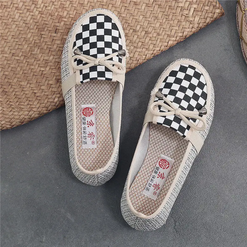 Płaskie płócienne obuwie damskie dla kobiet Loafers Slip On Chic Point Hot And Low Price Urban Cotton Y2k Fashion Casual Offer 39