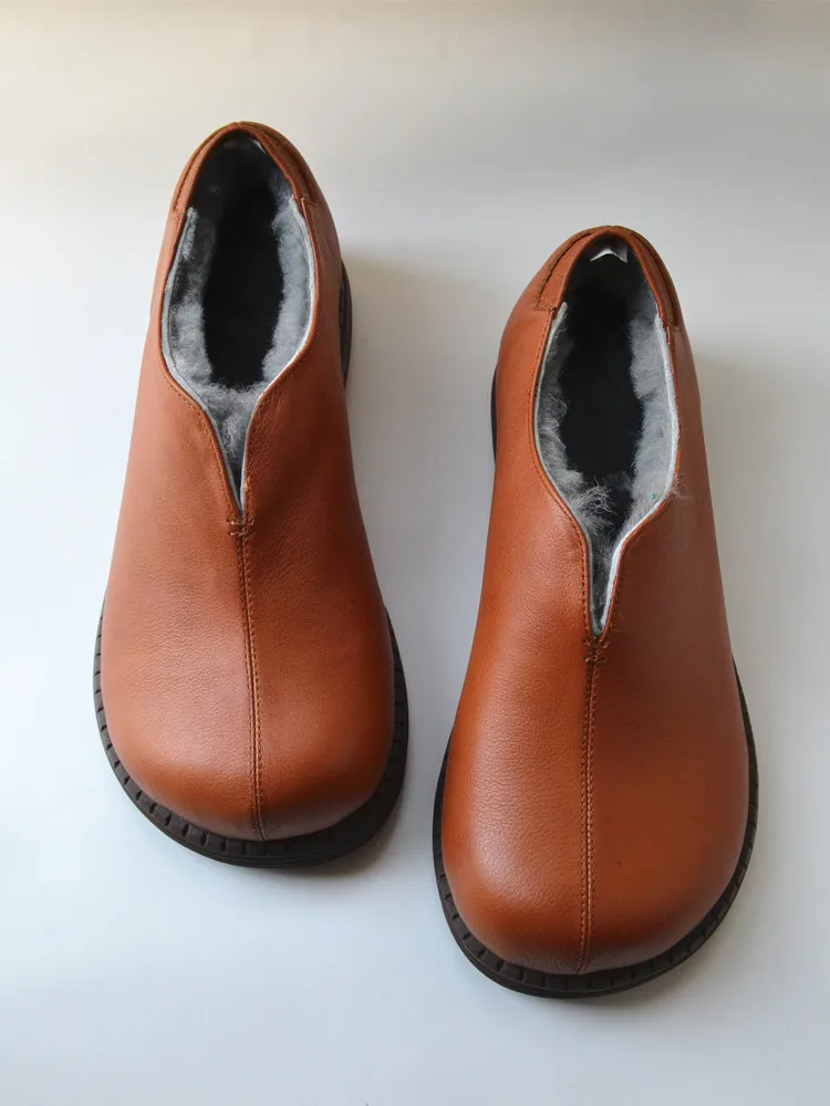 

Birkuir Ретро слипоны на толстом каблуке, зимняя обувь для мужчин и женщин, плюшевые внутренние зимние туфли, роскошные лоферы из натуральной кожи, каблук 3,5 см