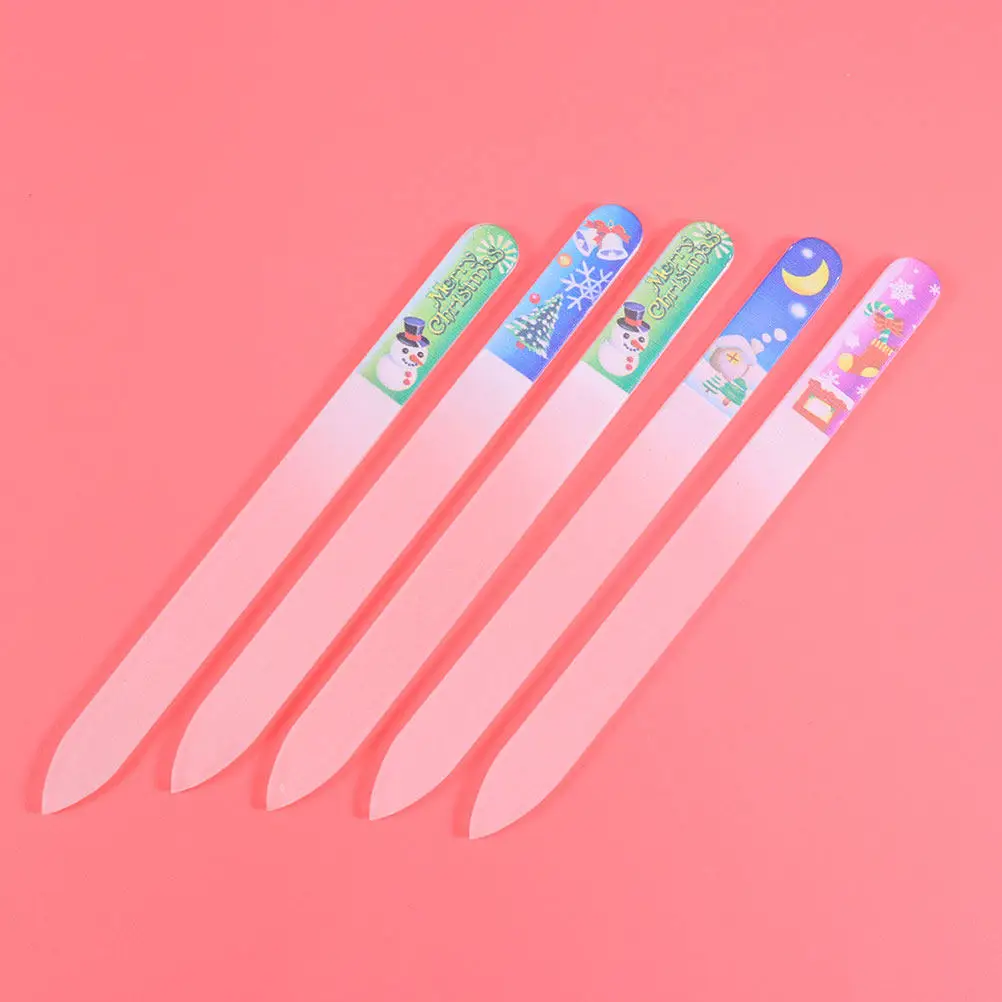 

10Pcs Xmas Theme Glass Nail Files Professional Manicure Pedicure Tools Nail Art Buffers for Women Pedicure Tools