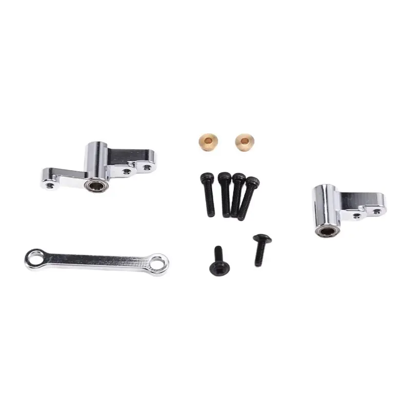 Per MJX 1/14 14301/14302 14303 14304 RC Auto Sterzo Anteriore Assemblaggio + Cuscinetti Kit-Argento Aggiornamenti Set di Accessori