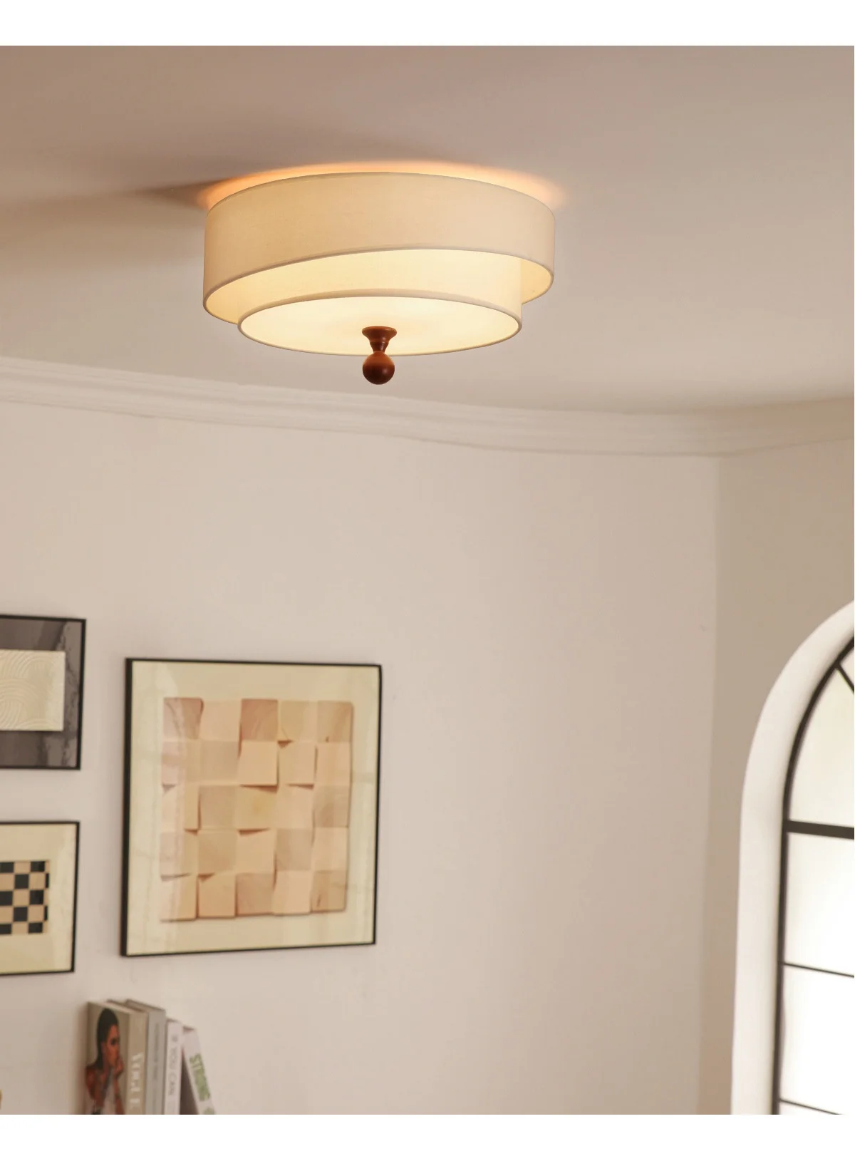 Bedroom Romantic Fabric E27 LED Ceiling Lights Nordic