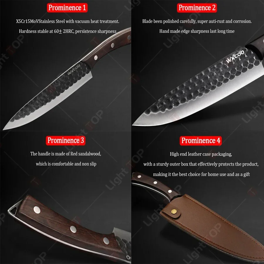 Stainless Steel Kitchen Knife Handmade Forged Butcher Knife Meat Cleaver Cutting Watermelon Fruit Chef Knife and Accessories