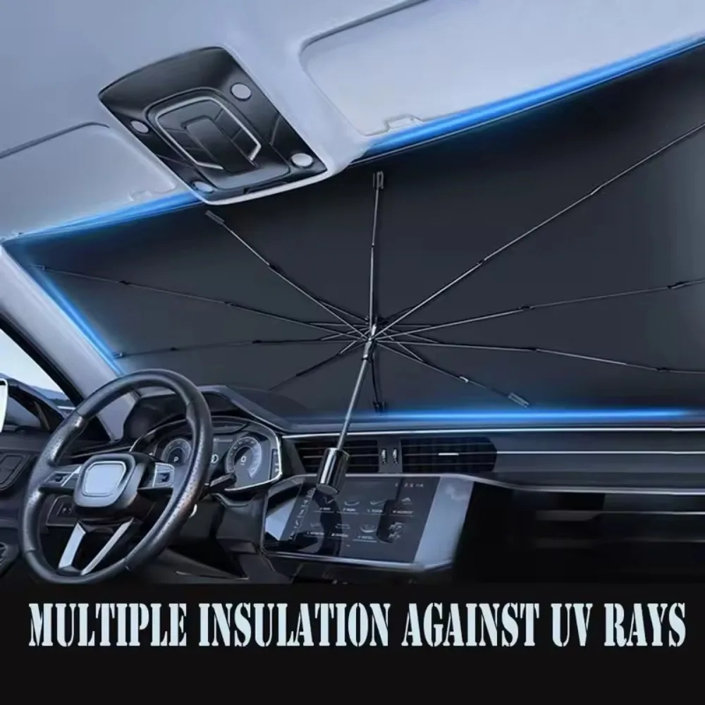 

Car Sunshade Retractable Sunscreen Heat Insulation Front Windshield Parasol UV Rays Front Windshield Sunshade Car Accessories