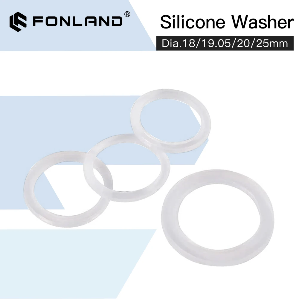 Fonland lentes de foco arruela de silicone dia.18 19.05 20 25mm juntas protetoras de material para espelhos de lente de foco a laser co2