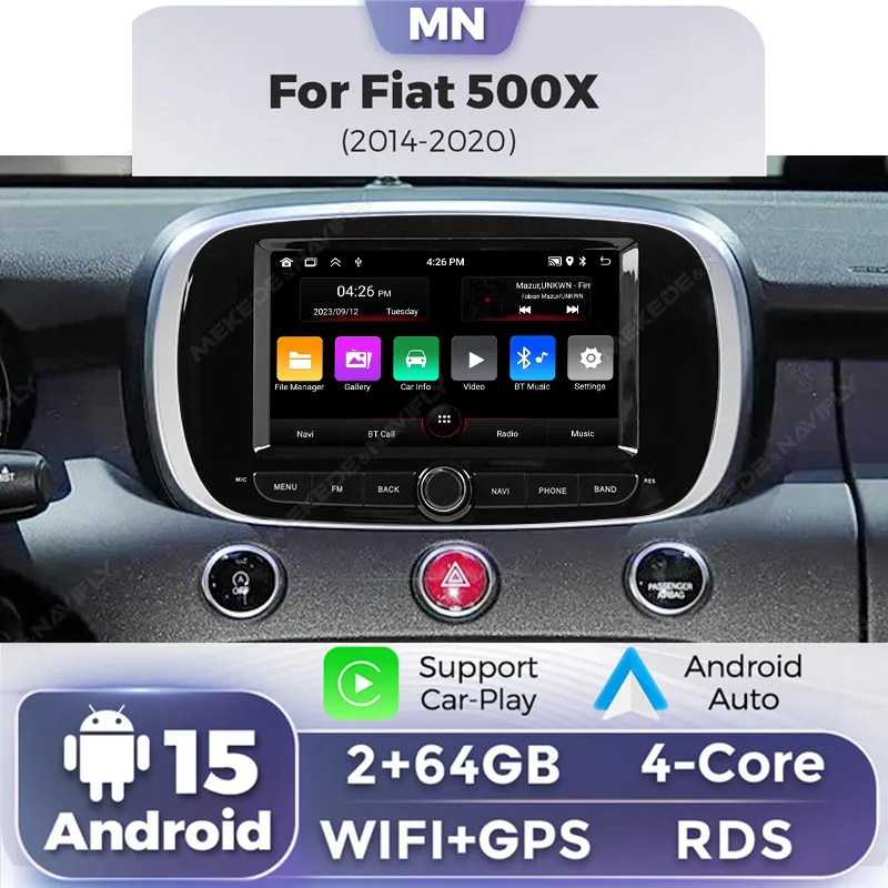 2026 neue Android 15 Für Fiat 500x 2014 2015 2016-2020 Auto Multimedia Player Carplay Android Auto Auto stereo WIFI GPS Navigation