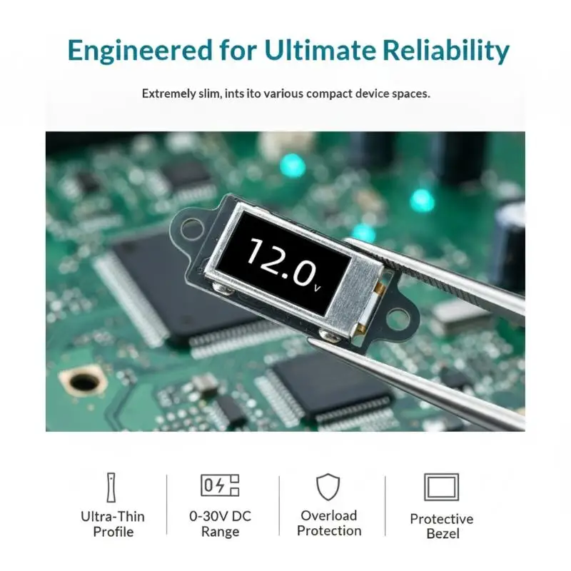 0.5 Inch Ultra Thin Mini Digital Voltmeter DC 0‑30V OLED Screen Voltage Tester With Screen Protector Frame For Electronic Repair