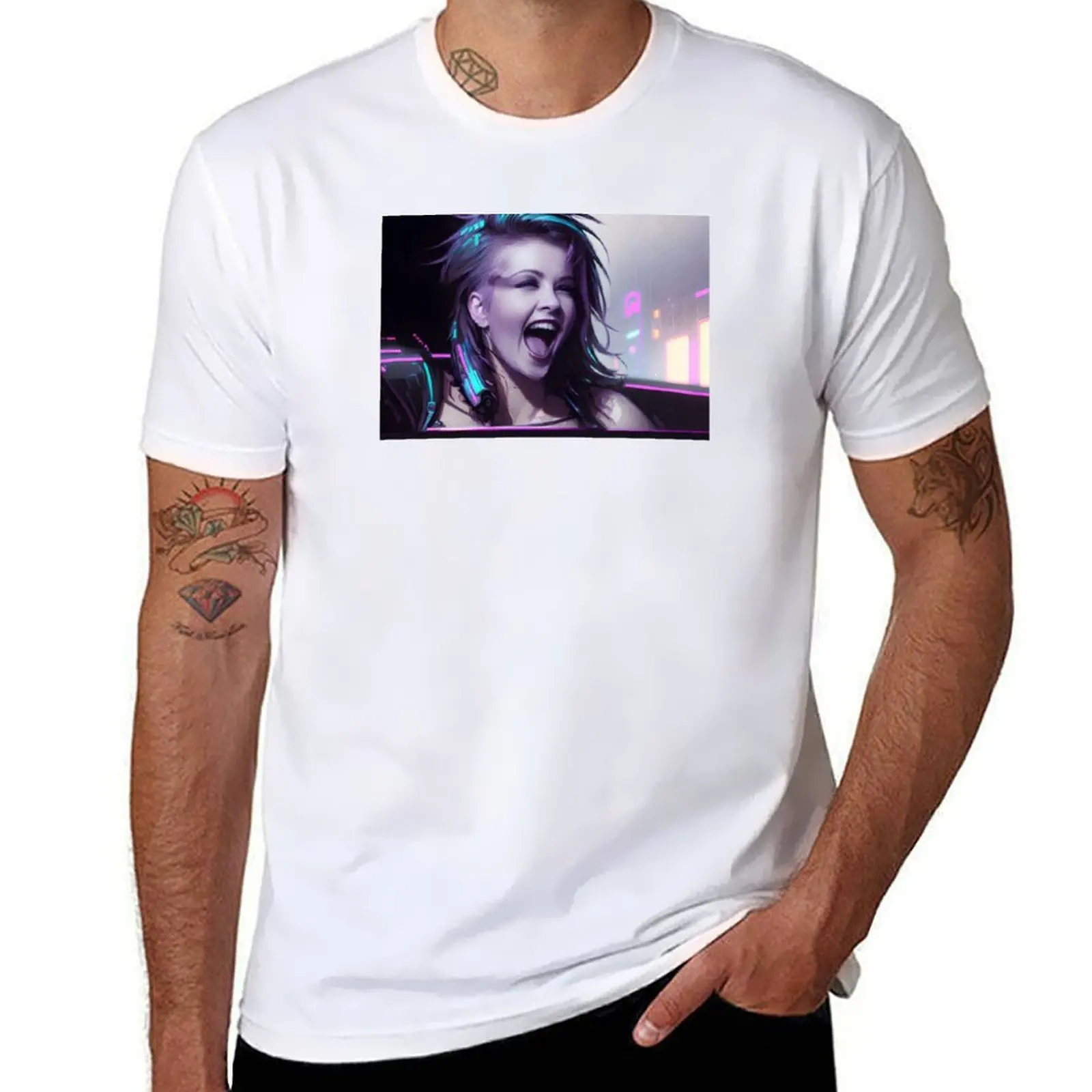 

Cyndi Lauper - Cyberpunk Art T-Shirt t shirts for man graphic vintage t shirt personalised T-Shirt