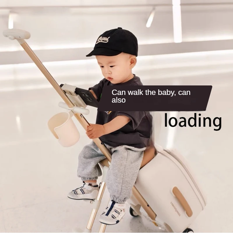 Lazy rolling luggage baby car cabin travel suitcase trolley case on wheels for kids sit on luggage carry-ons labor-saving box