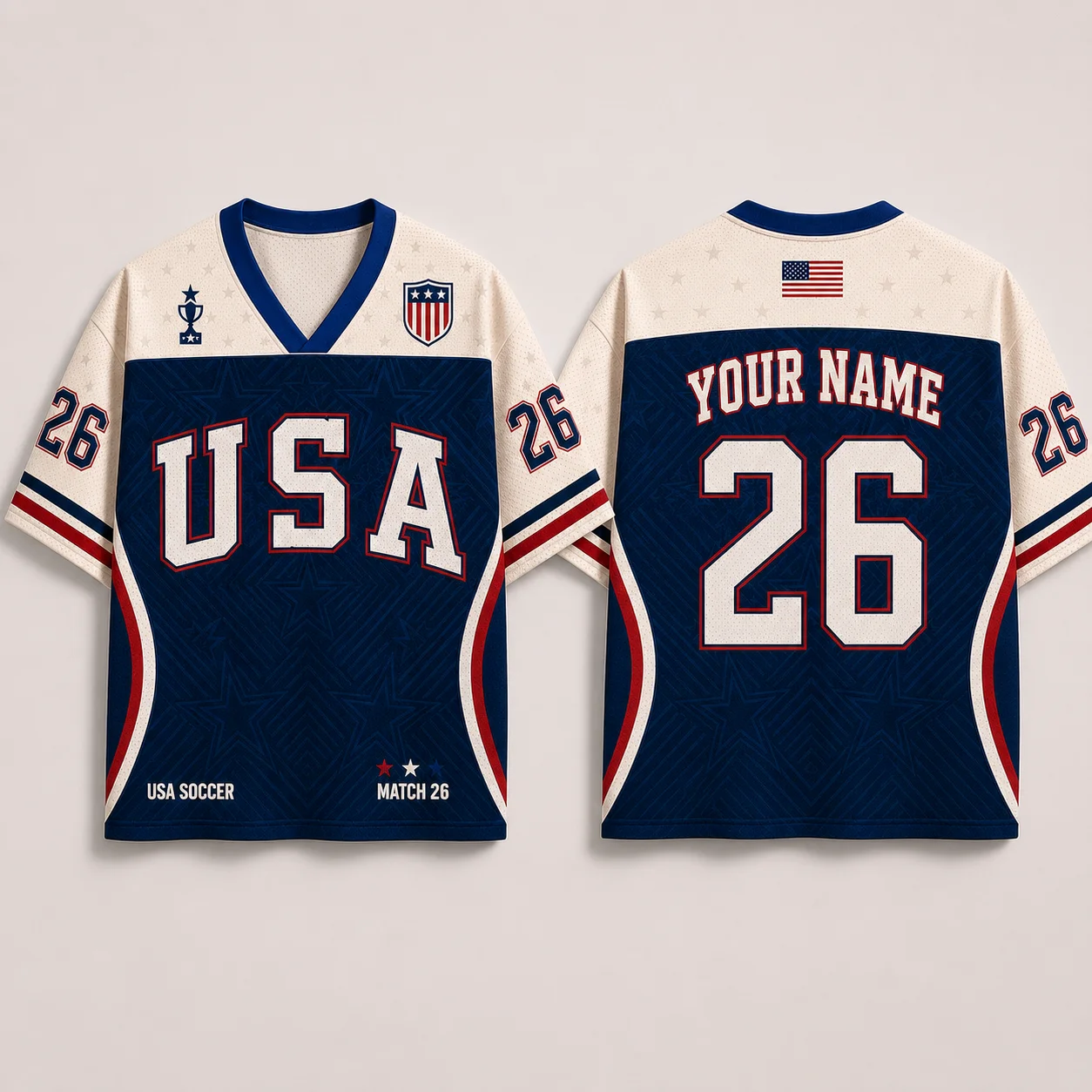 USA Match 26 Soccer Jersey Shirt, Custom Name Number Football Fan Tee, Personalized Unisex Game Day Supporter Gift