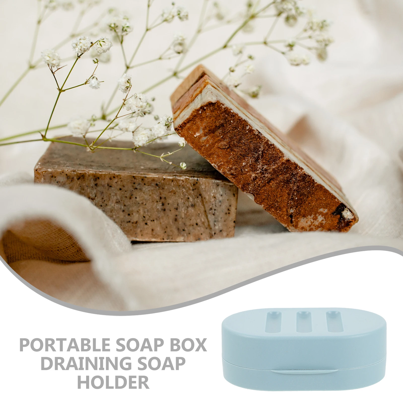 

2Pcs Portable Soap Box Draining Holder Tray Travel Grey Case Gym Lightweight Quality Material Outdoor Activities