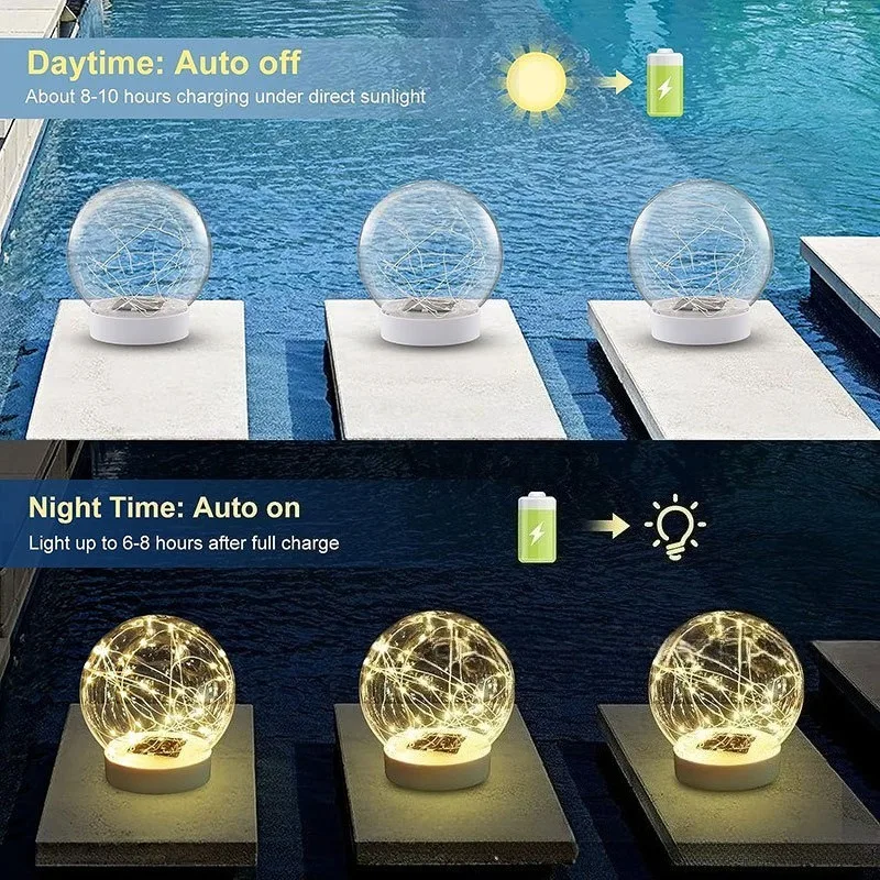Solar Floating Pool Lights with Remote Control Color Changing Waterproof LED Ball Lights Outdoor Garden Pond Patio Decoration
