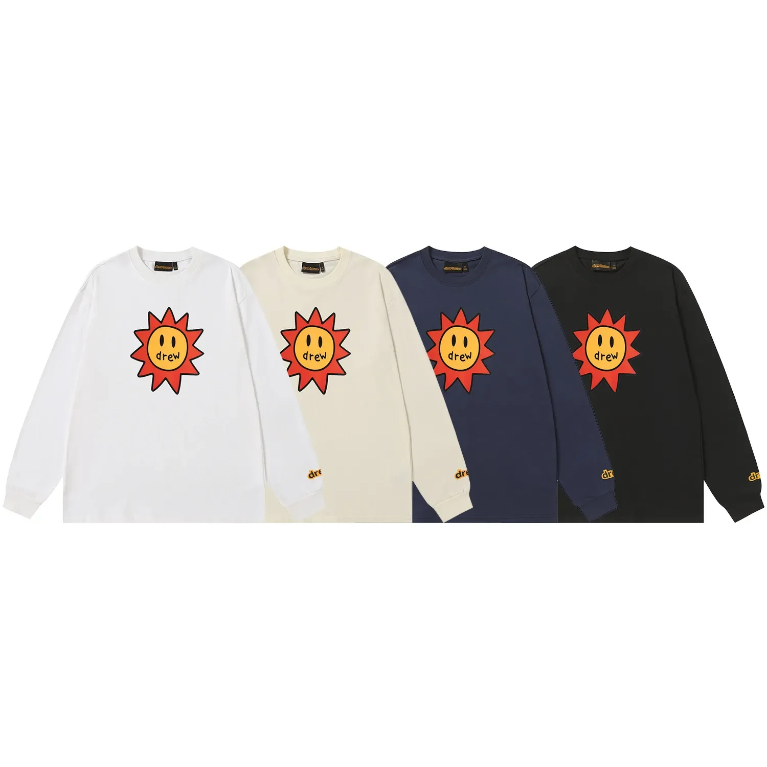 

Drew House New Drew T Shirt Мужская и женская футболка с длинным рукавом Дизайнерская роскошная мужская одежда со смайликом и подсолнухом