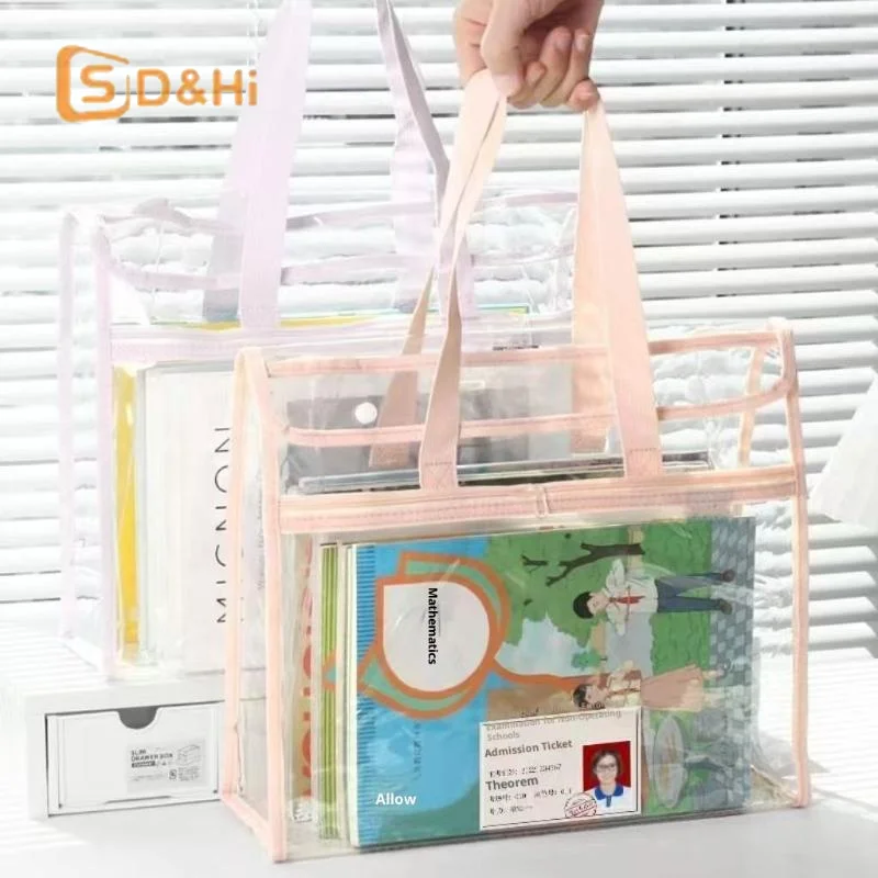 Transparent Large Capacity Portable Transparent Waterproof Handheld Folder, Expandable File Storage Bag Self-adhesive File Bag