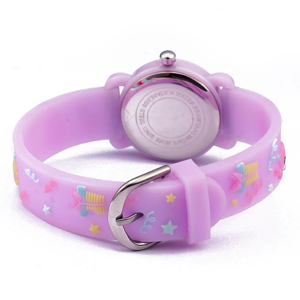 1Pcs Light Purple Cartoon Watch 3D Flamingo Artwork Waterproof Scratch Resistant Strap Comfortable Fit Fashion Wrist