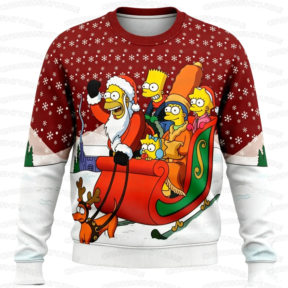 2026 Herbst- und Winter-Sweatshirt für Damen und Herren mit Langen Ärmeln, Simpsons-Cartoon-Print Pullover, Lässiges Weihnachts-Sweatshirt – Detail 7