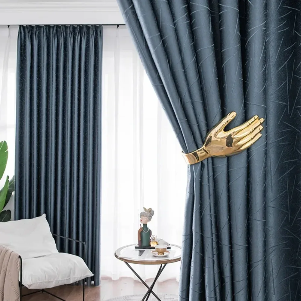 

Curtains for Living Dining Room Bedroom Nordic Luxury Simple Thickened High Shading Diamond Strip Gloss Cotton Custom Shading