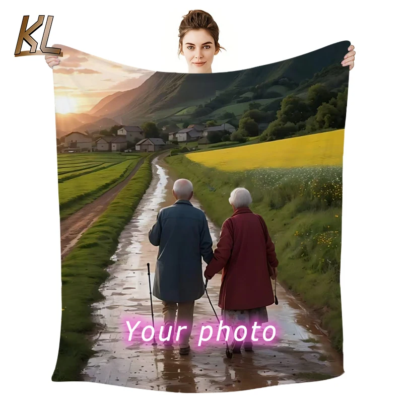 1pc Custom Blanket With Photo Text, Personalized Blanket Custom Throw Blanket, Custom Gift Blanket For Family, Friends