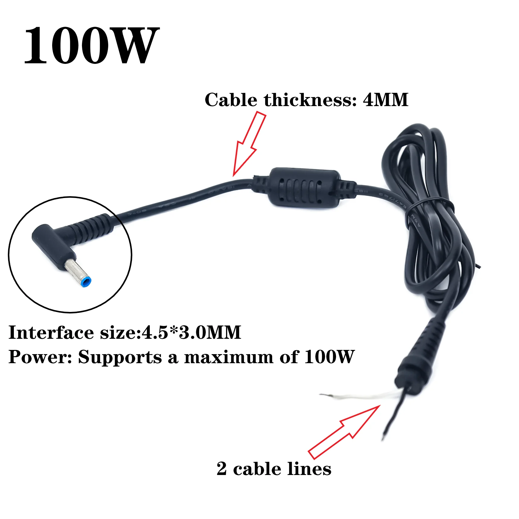 

DIY 1PCS DC Jack 4.5*3.0mm Charger Adapter Plug 2p Power Supply Cable For HP Laptop 4.5 X 3.0 Mm Power Cable Cord Connector