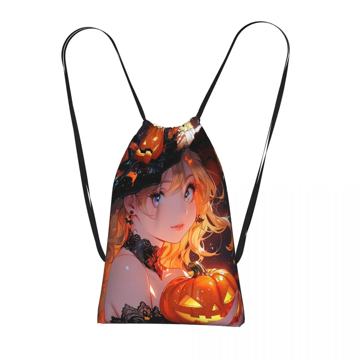 

Anime Witch And Moon Backpacks Multi-function Drawstring Bags Sundries Bag Book Bags for Man Woman Students
