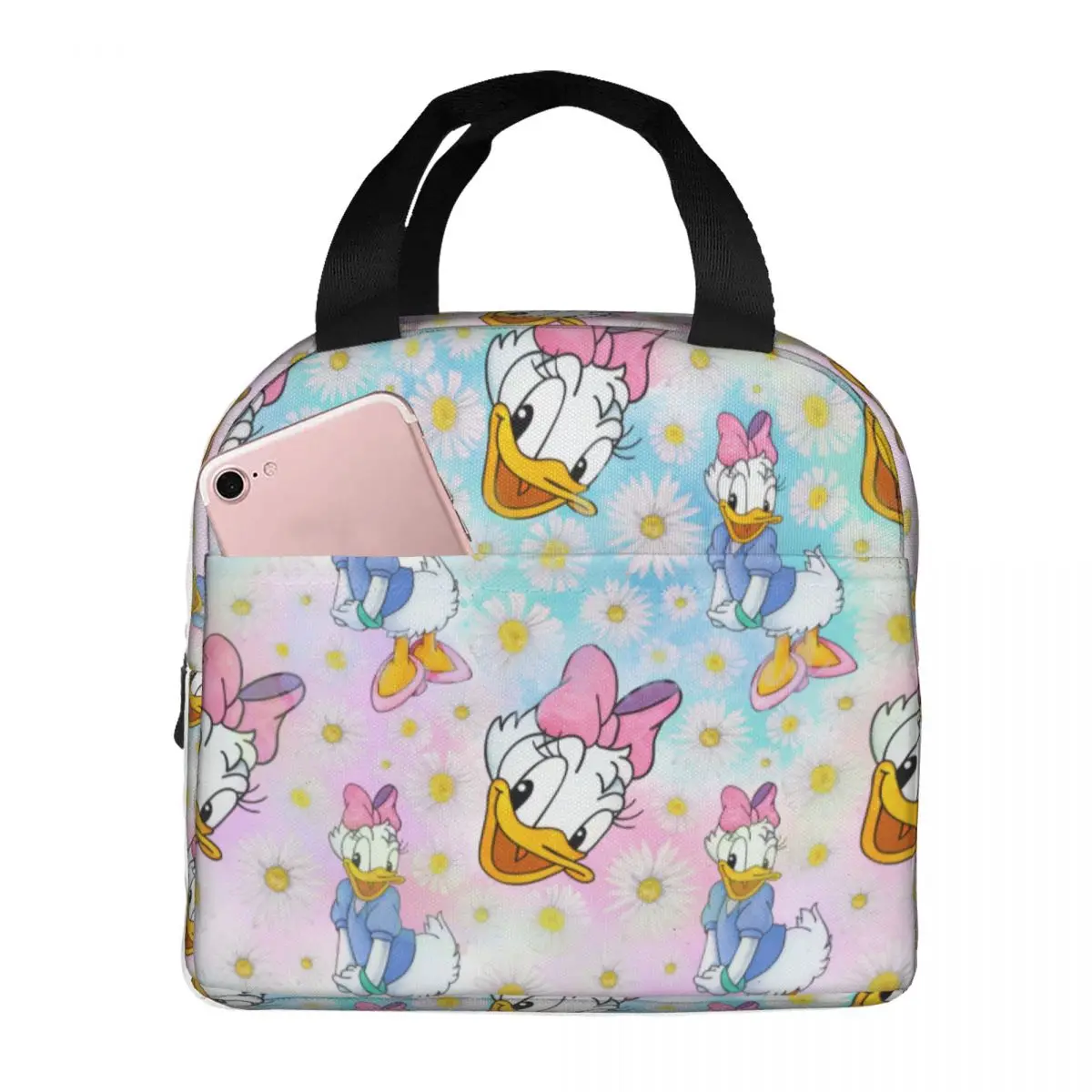 

Custom Donaldes Anime Duckes Insulated Lunch Bags for Women Cartoon Resuable Thermal Cooler Bento Box Work School Travel