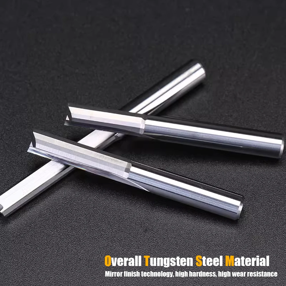 Biaonu Wood End Mill Tools 3.175/4/5/6/8/10mm Tungsten Carbide 2 Flutes Straight Slot Milling Cutter CNC Engraving Router Bit