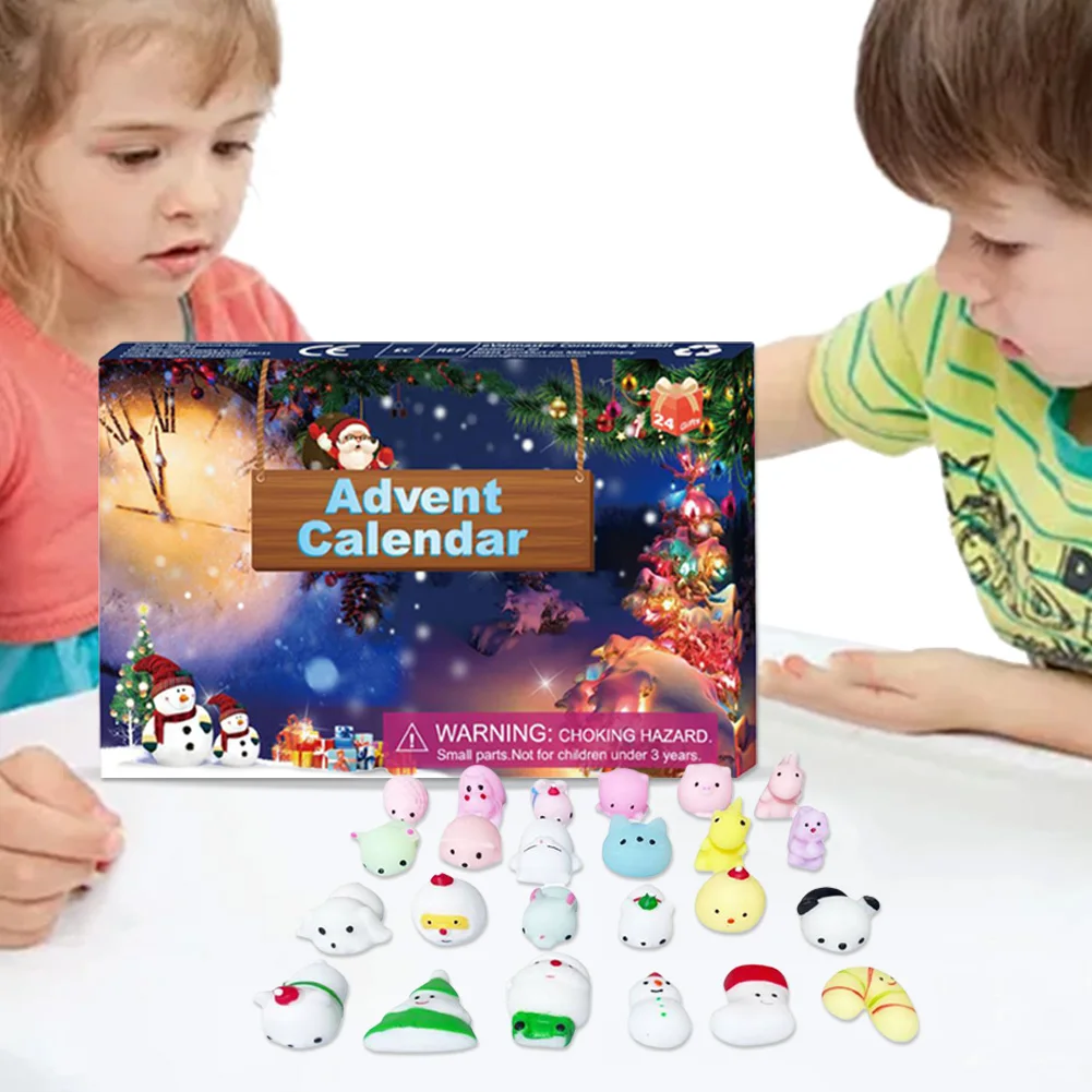 Mochi Squishies Calendarios de Adviento 2024 W/24 piezas Diferentes juguetes de animales lindos Calendario de cuenta regresiva de 24 días para niños Regalo para Navidad