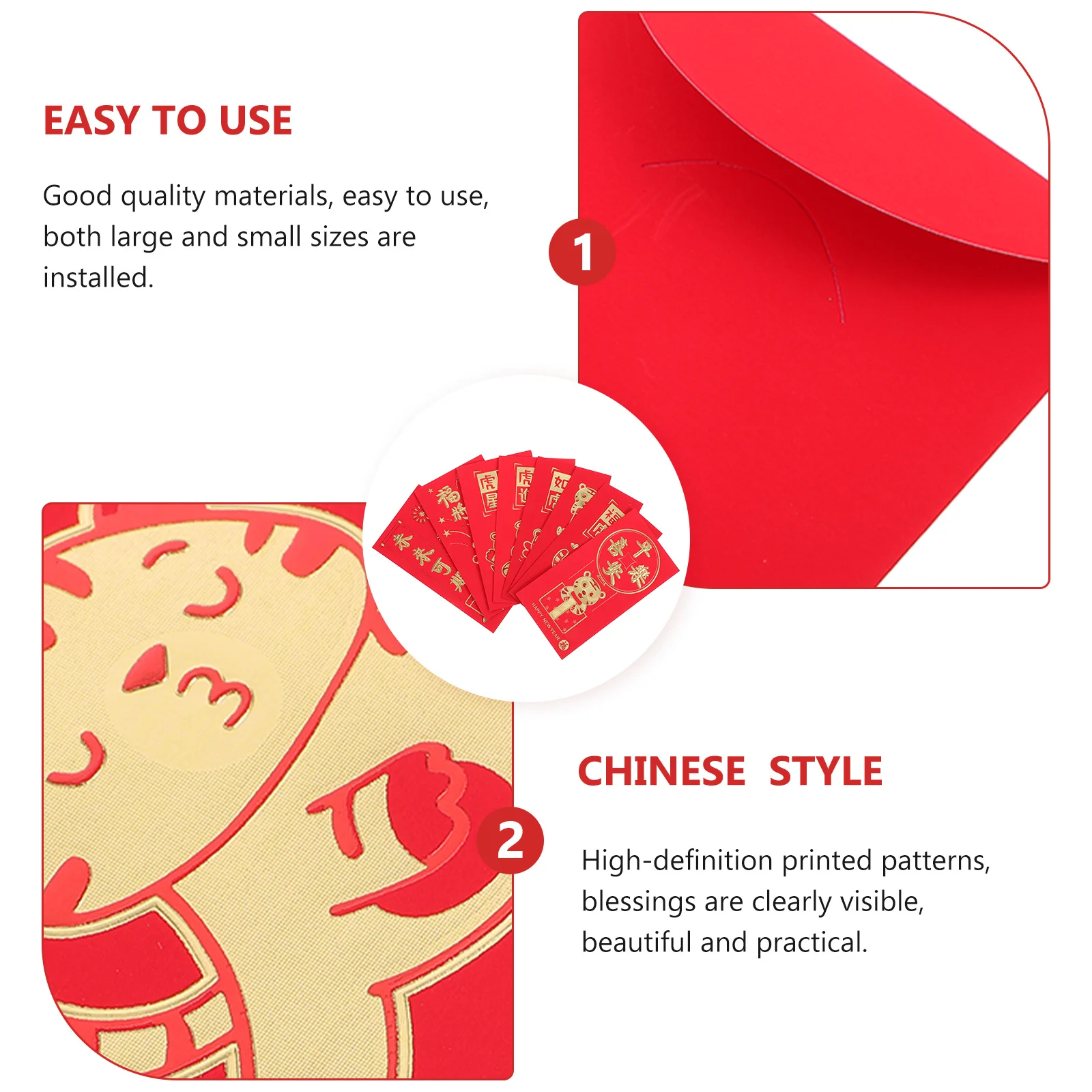 

48Pcs Creative Red Envelopes Bright Colors for New Year Money Packets Traditional Red Packets New Year Supplies