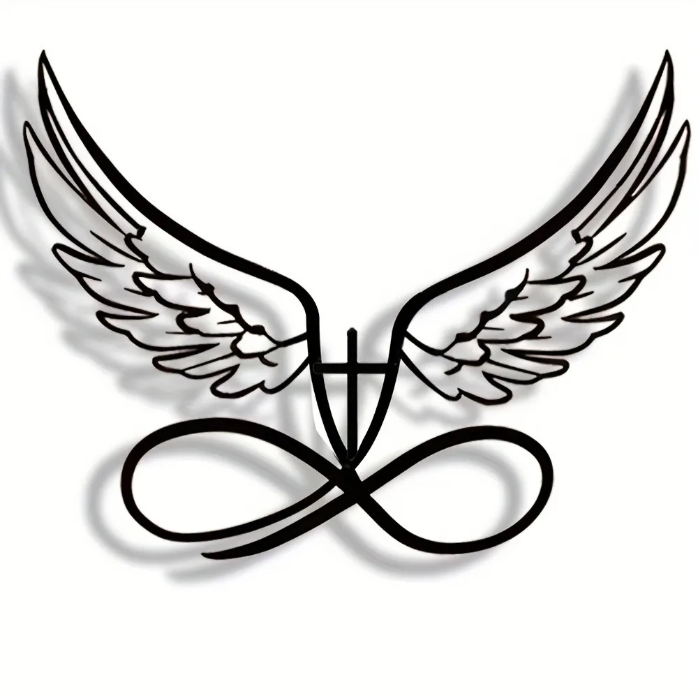 CIFBUY Metal Wall Art Iron Heart Wings Hollow Out Sign Modern Home Decor Office Living Room Bedroom Patio Kitchen Yard Farmhouse