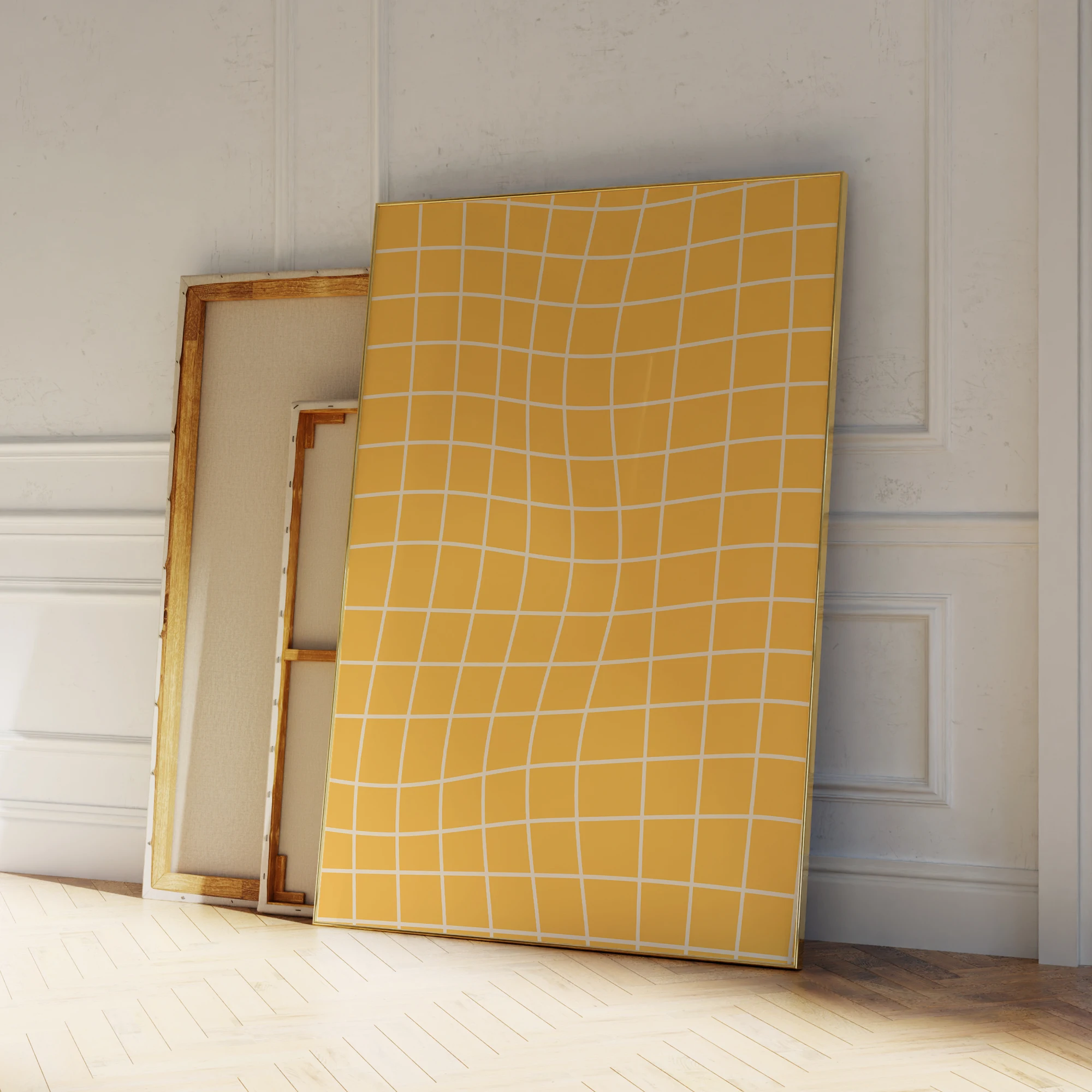 Home Decor Yellow - لوحات فنية جدارية هندسية حديثة باللون